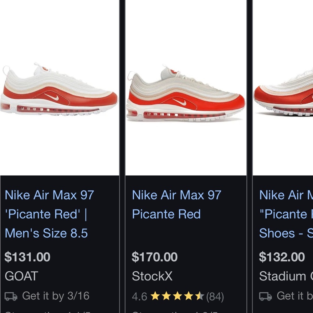 Nike Air Max 97 Red and White Sneakers